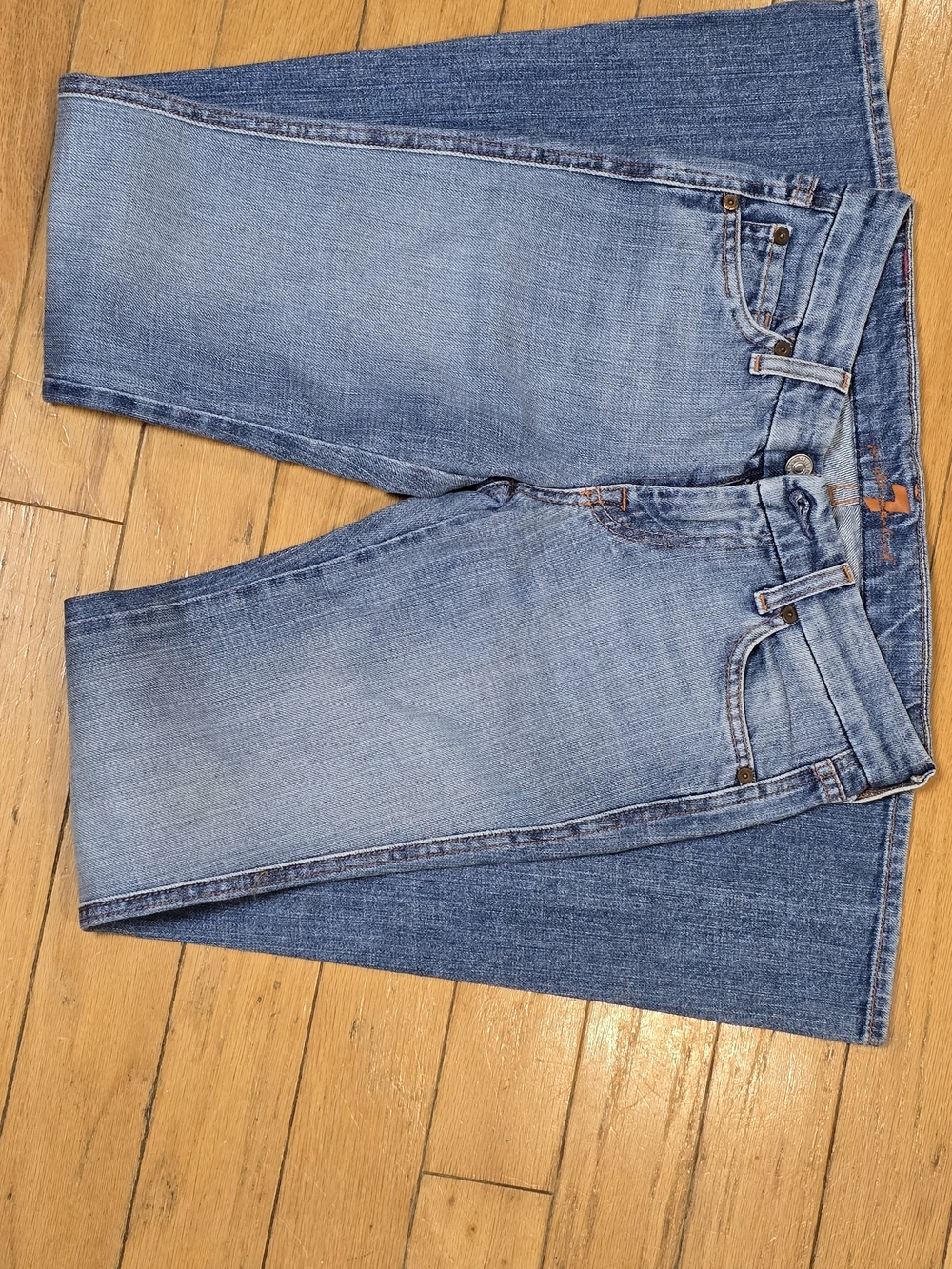 7 For All Mankind Light Blue Flared Jeans - Wide Leg Denim - Picture 3 of 8